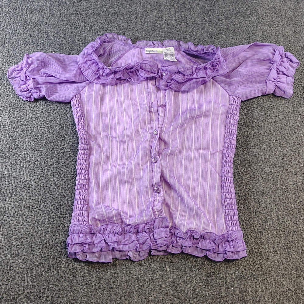 Mary-Kate and Ashley Blouse Girls L 10/12 Purple Ruffle Y2K Vintage Style Top